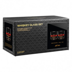 LIITON 1009931 Smoky Mountain Whiskey Glass Set, 230 ml, 2 pieces, Thickened walls, 3D Great Smoky Mountains-shaped base, Clear