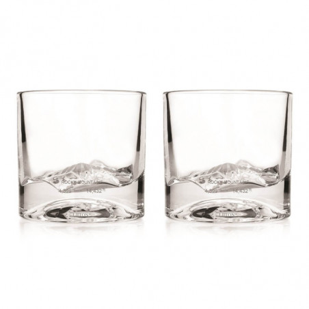 Set pahare pentru whisky LIITON 1009977 Rocky Mountain, 240 ml, 2 buc, Fund 3D varf Elbert, Transparent