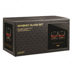LIITON 1009977 Rocky Mountain Whiskey Glass Set, 240 ml, 2 pieces, Thickened walls, 3D base shaped like Mount Elbert, Clear