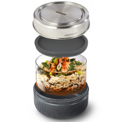 Black+Blum GR-LB-L015 Glass Lunch Box, 0.75 L, Microwave and Dishwasher Safe, BPA-Free, Dark Gray