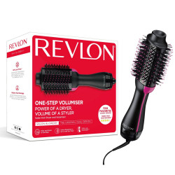 Електрическа четка за стилизиране и сушене REVLON Pro Collection RVDR5222, 800W, 3 степени, 2 скорости, Керамично покритие, Йонизация, Студен връх, Черен/розов