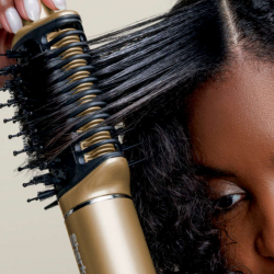 Σίδερο μαλλιών και πιστολάκι 5 σε 1 Shark Glam Multistyler HD6052SEU, 1500 W, 3 ταχύτητες, 6 ρυθμίσεις θερμοκρασίας, 100-220 °C, κεραμικά στοιχεία, ιονισμός, αυτόματη τυλίξιμο Coanda, Gloss Lock, χρυσό