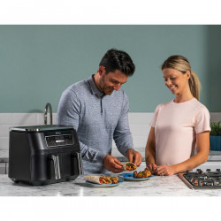 Ninja Foodi Dual Zone AF200EU Dual-Zone Air Fryer, 2400W, Independent Cooking Zones, 7.6 L, 4 Programs, 100–240°C, Max Crisp, Sync, Black