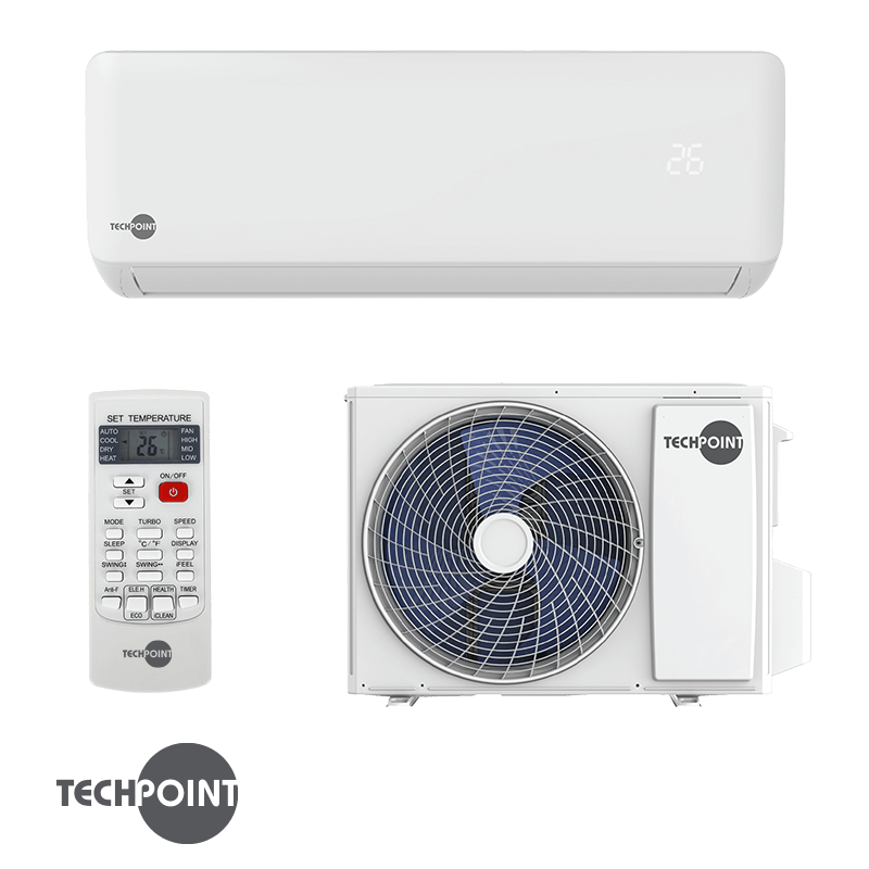 Инверторен климатик TechPoint TCP H09 MAXCOOL, 9000 BTU, 17 м2, A++, R-32, Бял