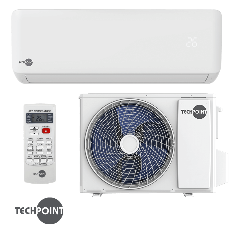 Κλιματιστικό με μετατροπέα TechPoint TCP H24 MAXCOOL, 24000 BTU, 47 μ², A++, R-32, Λευκό