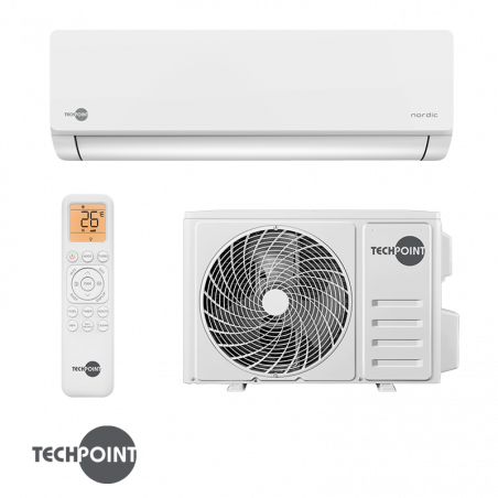 TechPoint NPT 09 X-PRO NORDIC Inverter Air Conditioner, 9,000 BTU, 17 m², A++, Wi-Fi, R-32, Golden Fin, White