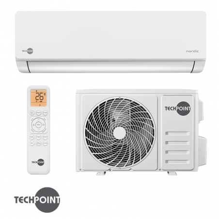 Aparat de aer conditionat cu invertor TechPoint NPT 18 X-PRO NORDIC, 18.000 BTU, 33 m², A++, Wi-Fi, R-32, Golden Fin, Alb