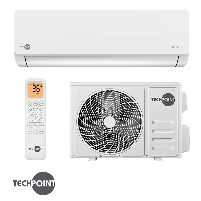 Aparat de aer conditionat cu invertor TechPoint NPT 18 X-PRO NORDIC, 18.000 BTU, 33 m², A++, Wi-Fi, R-32, Golden Fin, Alb