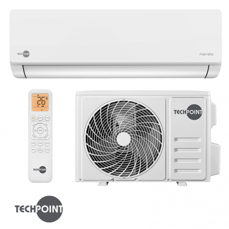 Κλιματιστικό με inverter TechPoint NPT 24 X-PRO NORDIC, 24.000 BTU, 45 μ², Α++, Wi-Fi, R-32, Golden Fin, Λευκό