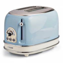 Τοστιέρα ψωμιού Ariete VINTAGE 0155/05, 810W, 2 φέτες, 3 λειτουργίες, 6 στάδια, Αφαιρούμενος δίσκος ψίχας, Μπλε