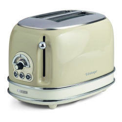Ariete VINTAGE 0155/03 Toaster, 810W, 2-slice, 3 functions, 6 settings, Removable crumb tray, Beige