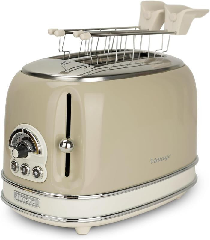 Prajitor de paine Ariete VINTAGE 0155/03, 810W, 2 felii, 3 functii, 6 trepte, Tava irimituri detasabila, Bej