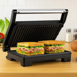 Royalty Line RL-PM1000 Sandwich Toaster, 1000W, Non-stick Plates, Red