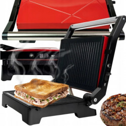 Royalty Line RL-PM1000 Sandwich Toaster, 1000W, Non-stick Plates, Red
