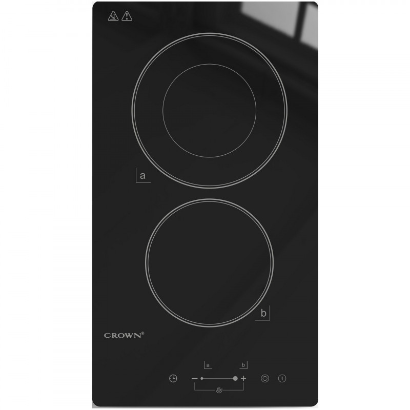 Εντοιχιζόμενη κεραμική εστία Crown VCP 32D, 3000W, Χρονοδιακόπτης, Αριθμός Εστιών 2, Χειριστήριο αφής, Μαύρο χρώμα