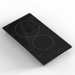 Plita ceramica incorporabila Crown VCP 32D, 3000W, Timer, Dubla, Ecran tactil, Negru