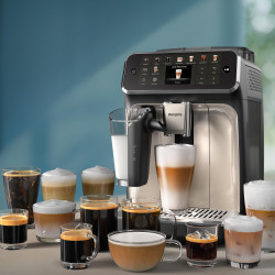 Philips LatteGo 5500 EP5543/90 Coffee Machine, 1500W, 15 bar, 1.8 L, 20 drinks, LatteGo, SilentBrew, QuickStart, Ceramic Grinder, Touchscreen, White Chrome