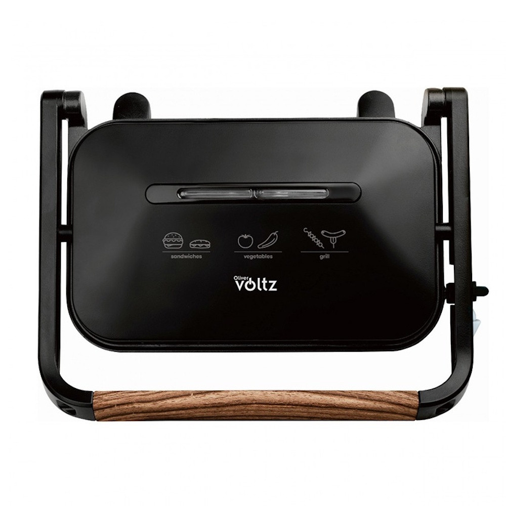 Sandwich maker grill Oliver Voltz OV51442K, 1300W, Protectie supraincalzire, Acoperire antiaderenta, Negru