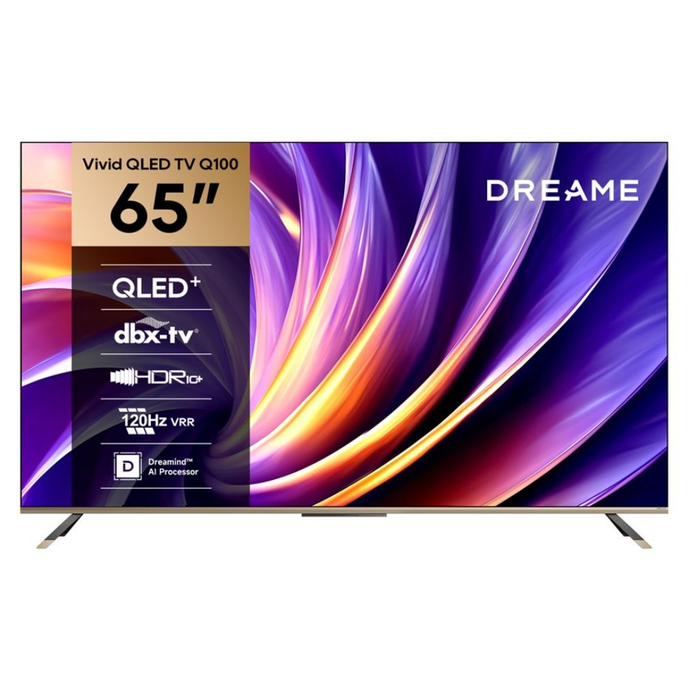 Телевизор Dreame Vivid 65Q100, 65", 164 см, 3840x2160, 4K Ultra HD, QLED, 120 Hz, Dreamind™ AI, SMART, Черен