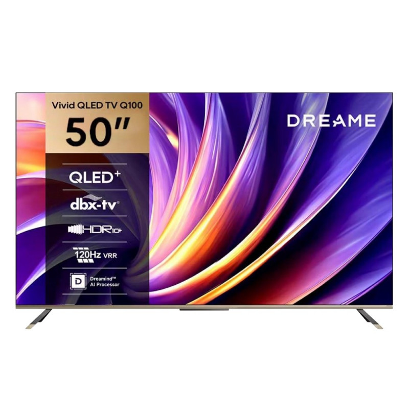 Телевизор Dreame Vivid 50Q100, 50", 108 см, 3840x2160, 4K Ultra HD, QLED, 120 Hz, Dreamind™ AI, SMART, Черен