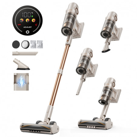 Aspirator vertical Honiture P7 Pro CJD7201, 600 W, 50 kPa, 1,5 l, 80 min, 3 moduri, Inăltime reglabila, Ecran tactil, Perie cu LED, Filtru HEPA, Bej