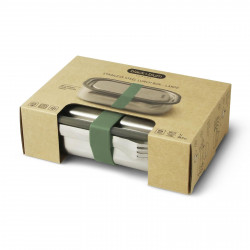Black+Blum BAM-SS-L010 Food Container, 1 L, Rectangular, Oven-safe, BPA-free, Stainless steel, Green