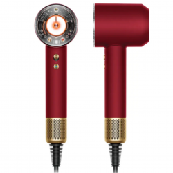 Dyson Supersonic Nural HD16 RdVe/Gd Straight+Wavy Hair Dryer 493117-01, 1600W, 3 speeds, 4 heat settings, Negative ions, 5 attachments, Scalp protection, Red velvet/gold