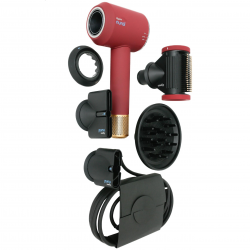 Dyson Supersonic Nural HD16 RdVe/Gd Straight+Wavy Hair Dryer 493117-01, 1600W, 3 speeds, 4 heat settings, Negative ions, 5 attachments, Scalp protection, Red velvet/gold