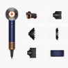 Uscator de par Dyson Supersonic Nural HD16 Prussian Blue/Rich Copper Straight+Wavy 122612-01, 1600 W, 3 viteze, 4 temperaturi, Ioni negativi, 5 accesorii, Protectie pentru scalp, Albastru/Cupru