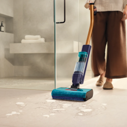 Σκούπα για υγρό καθαρισμό Dyson Clean+Wash Hygiene 432030-01, 530/760 ml, 45 λεπτά, 350 m², 4 λειτουργίες, Αυτοκινούμενη, Στέγνωμα κυλίνδρου, Μπλε του Προύσου/Χαλκό