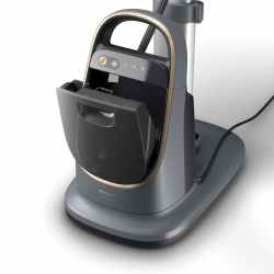 Συσκευή κάθετου σιδερώματος με ατμό Philips All-in-one 8500 AIS8540/80, 2200 W, 1,2 λίτρα, 6 bar, 90 g/min, 2 ρυθμίσεις, OptimalTEMP, ρυθμιζόμενη σιδερώστρα, σκούρο γκρι/χρυσό