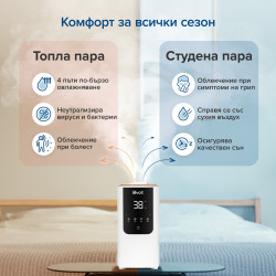 Umidificator Levoit OasisMist 450S LUH-O451S-WEU, 40 m², 280 W, 4,5 l, Aromaterapie, Autonomie de 45 de ore, Alb