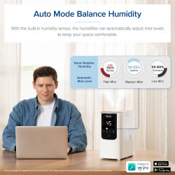 Umidificator Levoit OasisMist 450S LUH-O451S-WEU, 40 m², 280 W, 4,5 l, Aromaterapie, Autonomie de 45 de ore, Alb