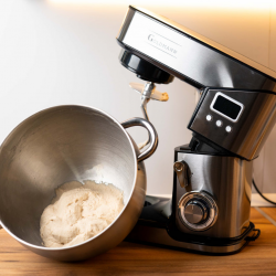 Mixer planetar Goldmann GM-1115ED, 2800 W, 10 L, 6 viteze + functie puls, Timer, Vas din otel inoxidabil, LED, Otel inoxidabil