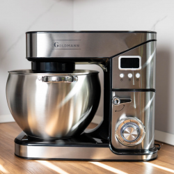 Goldmann GM-1115ED Stand Mixer, 2800W, 10 L, 6 speeds + pulse, Timer, Stainless steel bowl, LED, Stainless steel