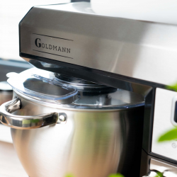 Планетарен миксер Goldmann GM-1115BD, 2200W, 8.5 л, 6 скорости + импулси, Таймер, Иноксова купа, LED, Инокс
