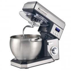 Mixer planetar Goldmann GM-1115BD, 2200 W, 8,5 L, 6 viteze + functie puls, Timer, Bol din otel inoxidabil, LED, Otel inoxidabil