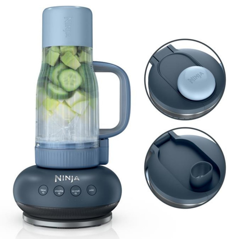 Ninja BlendBoss DB351EUCY Portable Blender, 1100W, 710 ml, 3 Programs, Auto-iQ, CrushBlade, Gray