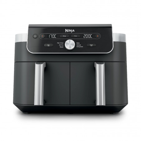 Ninja Foodi Dual Zone DZ901EU Dual-Zone Hot Air Fryer, 2470W, Independent Cooking Zones, 9.5 L, 6 Programs, 40–240°C, Max Crisp, Sync, Gray/Stainless Steel