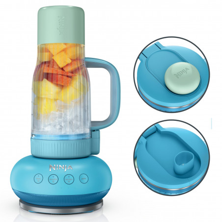 Blender portabil Ninja BlendBoss DB351EUBL, 1100 W, 710 ml, 3 programe, Auto-iQ, CrushBlade, Albastru