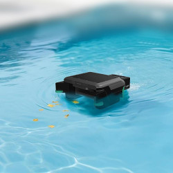 LOTUS Solar/DC Skimmer for Cleaning Pool Water Surfaces, Up to 10 Hours, 3 Motors, 6 L, IPX8, Black