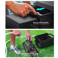 LOTUS Solar/DC Skimmer for Cleaning Pool Water Surfaces, Up to 10 Hours, 3 Motors, 6 L, IPX8, Black