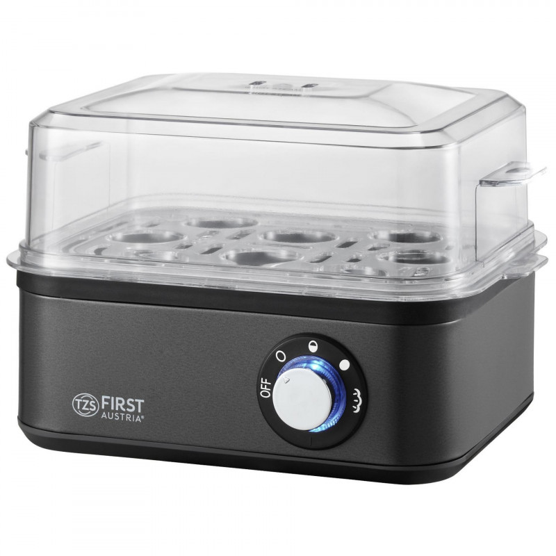 First Austria FA-5115-3-GR Egg Boiler, 500W, Holds 8 Eggs, 3-Setting Timer, Audible Alarm, Dark Gray