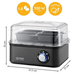 First Austria FA-5115-3-GR Egg Boiler, 500W, Holds 8 Eggs, 3-Setting Timer, Audible Alarm, Dark Gray