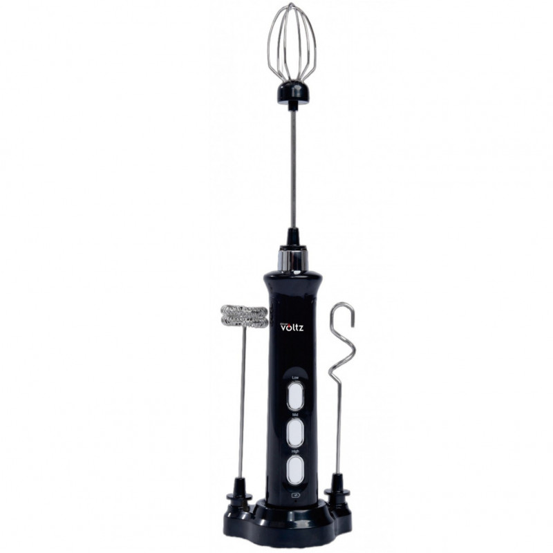 Mini mixer pentru frappe Oliver Voltz OV51163F, 2,5 W, 120 min, 3 viteze, 3 accesorii, USB, Negru