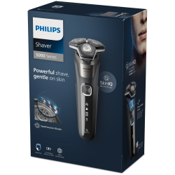 Philips Shaver Series 5000 S5887/10 elektromos borotva, 9 W, 60 perc, nedves/száraz használatra, beépített trimmer, SkinIQ, PowerAdapt, 360°-ban forgó fejek, önélező pengék, szénszürke