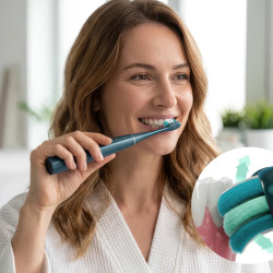 Електрическа звукова четка за зъби AENO ADB0010N, 5W, DuPont™, Таймер, 5 режима, 90 дни с едно зареждане, Син