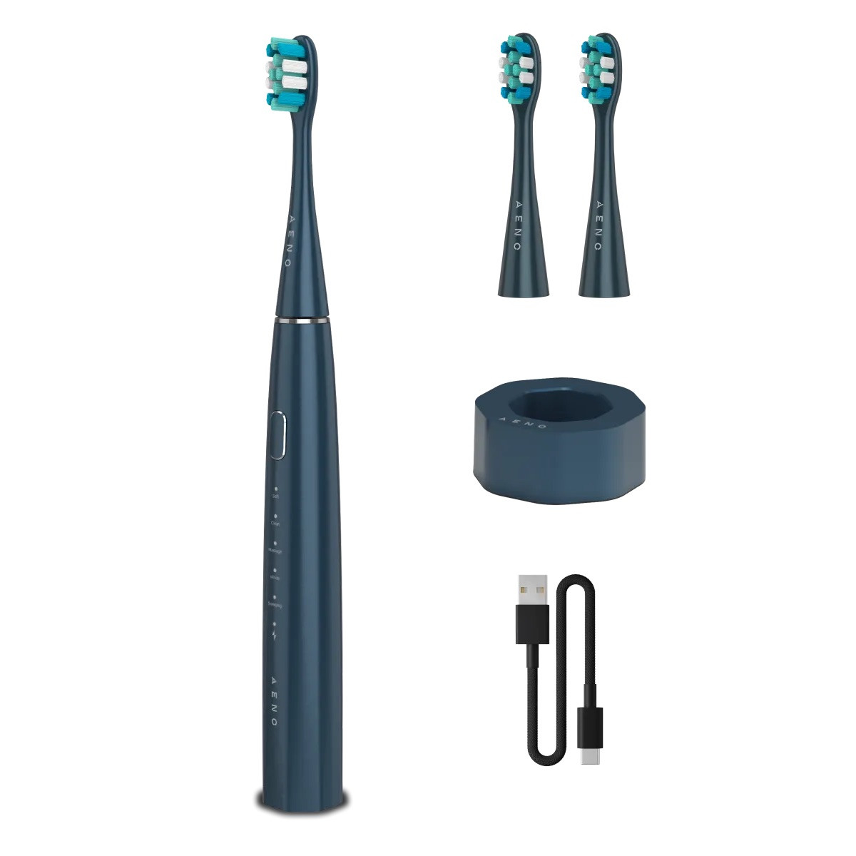Periuta de dinti electrica cu vibratii AENO ADB0010N, 5 W, DuPont™, Timer, 5 moduri, 90 de zile cu o singuraincarcare, Albastru