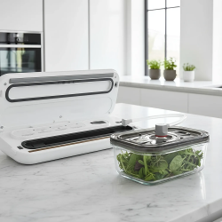 AENO AVS0004W Food Vacuum Sealer, 70 kPa, 4 modes, Bag width up to 30 cm, Automatic function, Stop button, LED display, White