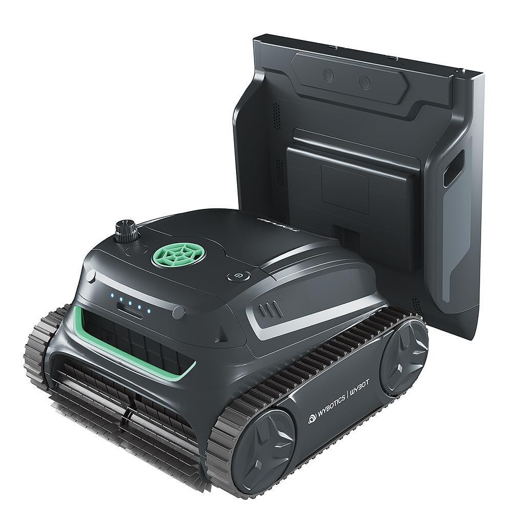 Robot fara fir pentru piscine Wybot S2 Pro, 91 W, 210 min, 300 m², Filtrare dubla, Statie de incarcare, Giroscop, Negru